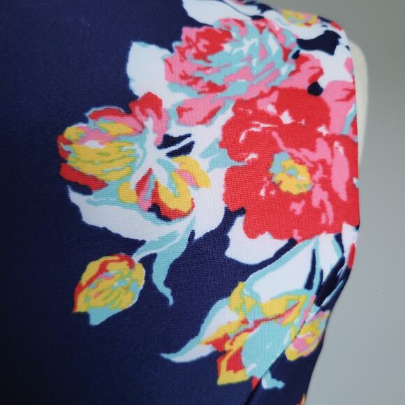 Tahari ASL Floral Block Print Sleeveless Sheath Dress Size 2P Blue Multi Office - Picture 5 of 13